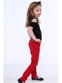 Girls\' trousers with flat studs, red NDZ310 - Online store - Boutique